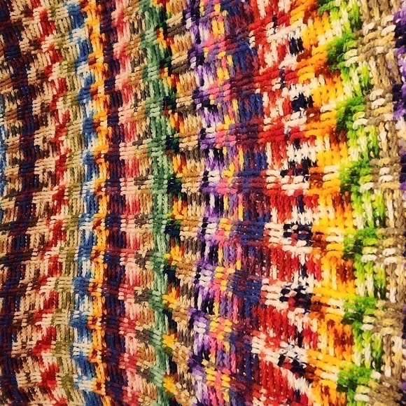 Crocheted Afghan Bedspread multi color 1970s Huge - Picture 4 of 4